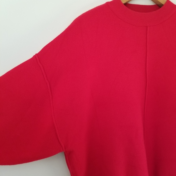 Zara Red Dolman Sleeve Cozy Pullover Oversized Sweater Size Small - Picture 5 of 8